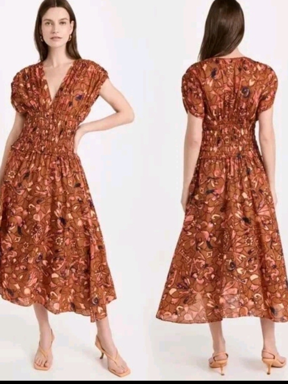 A.L.C. Lucia Floral Long Dress Brown